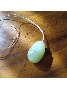 Green Jade Drop Pendant Necklace - Natural Green Stone